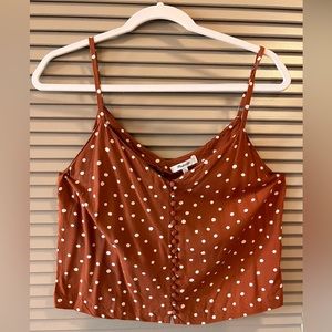 Madewell Crop Cami Top, Rust and White Polka Dot 10!